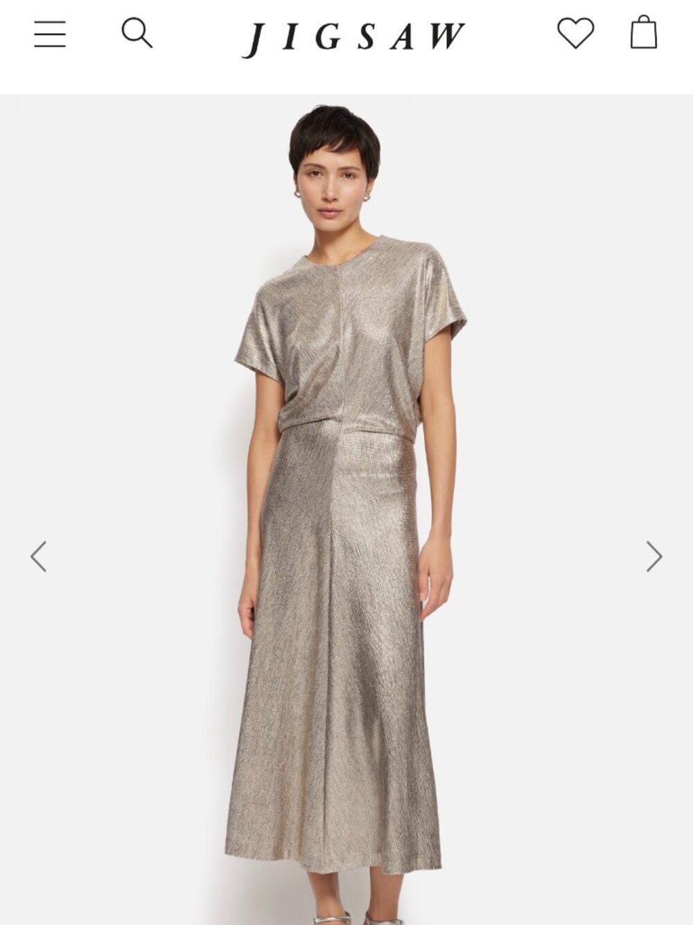 Jigsaw Gold (silver) Metallic Maxi Dress